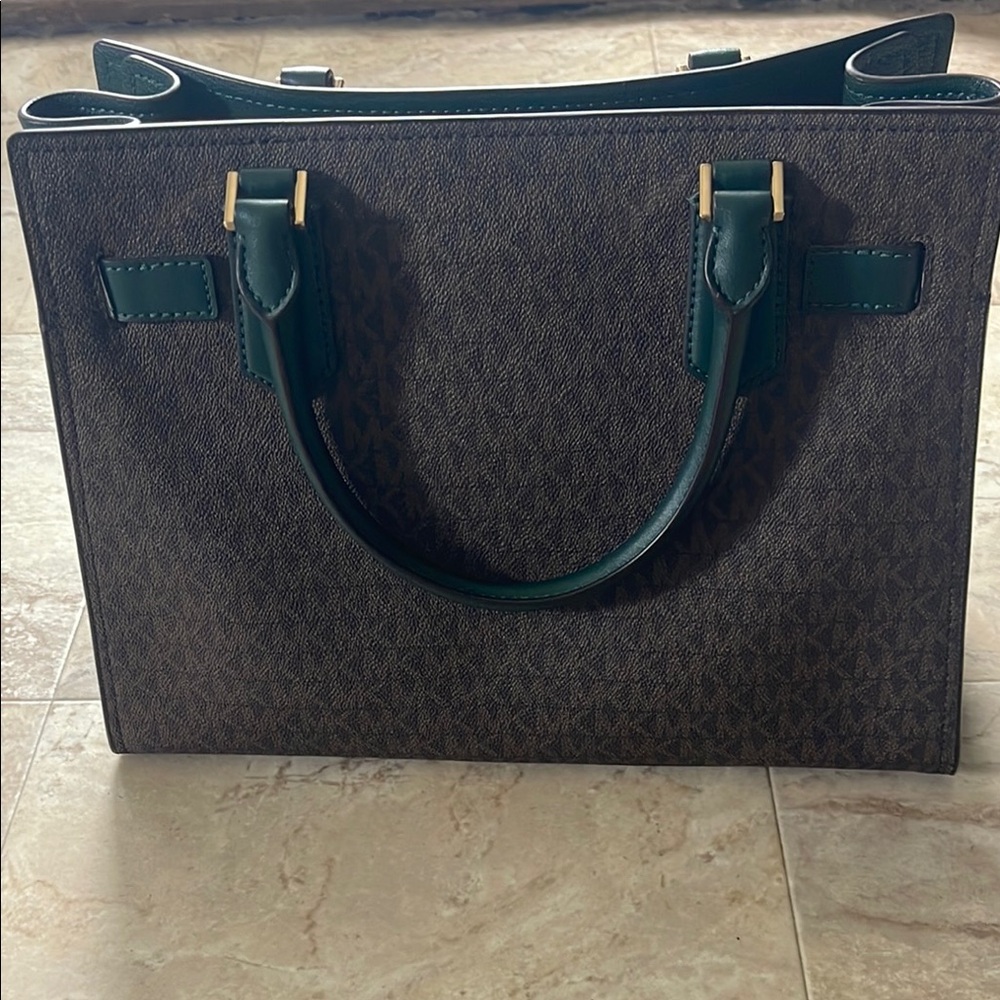 Michael Kors Green and Brown Handbag - Picture 2 of 2